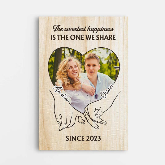 3692CUK1 the sweetest happiness is the one we share personalised photo canvas for couple