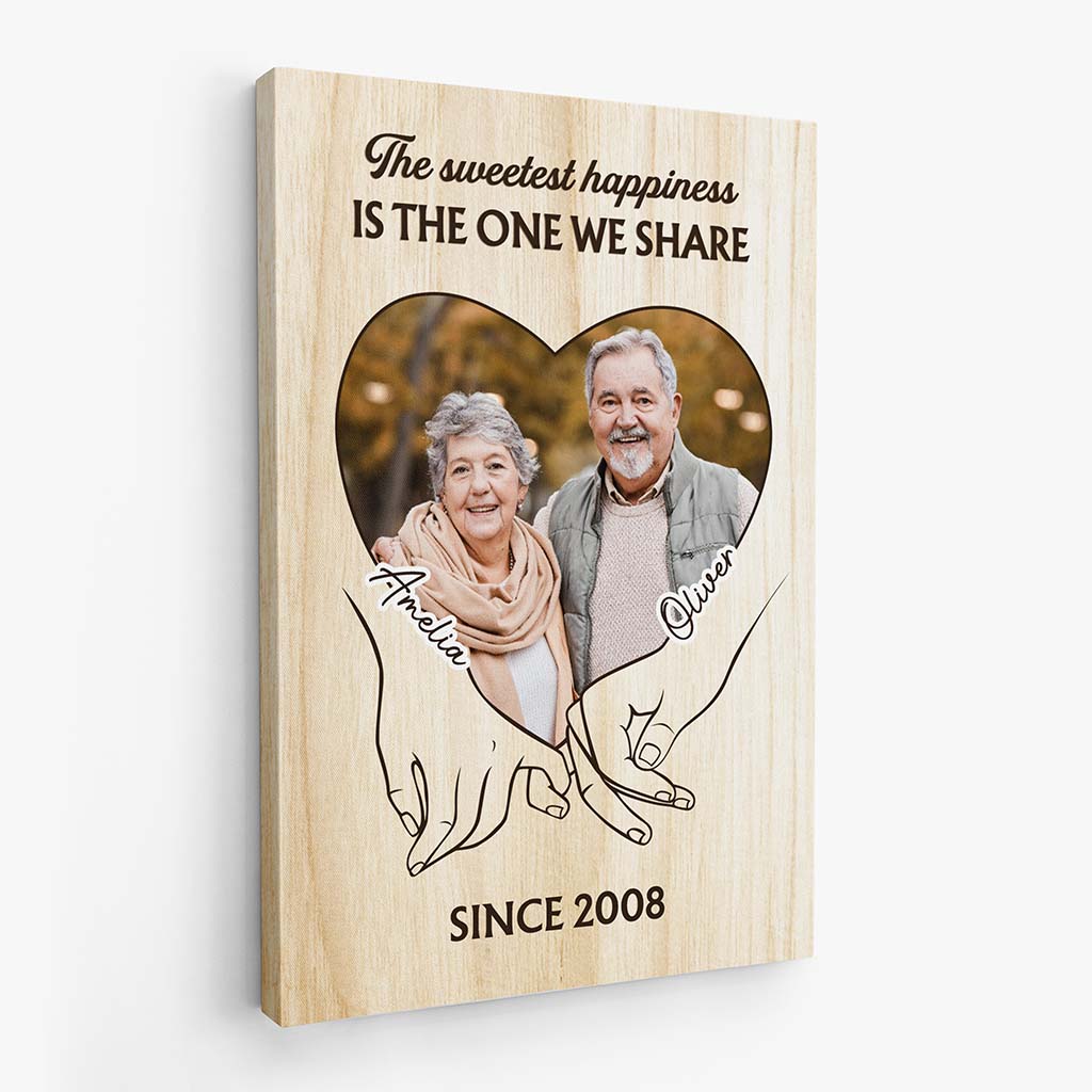 3692CUK2 the sweetest happiness is the one we share personalised photo canvas for couple