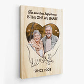 3692CUK2 the sweetest happiness is the one we share personalised photo canvas for couple
