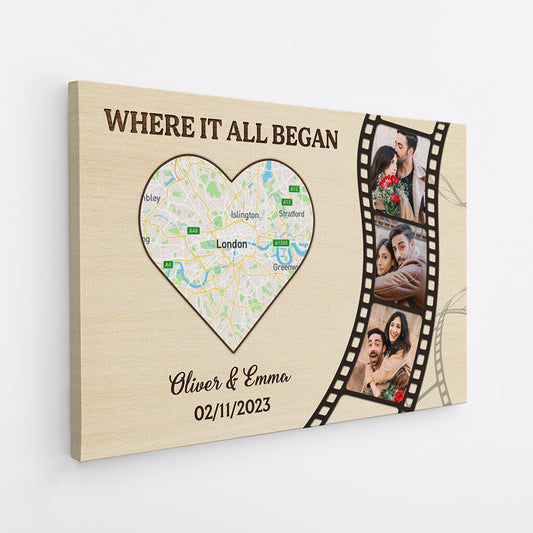 3696CUK2 where it all began map photo canvas personalised presents for couple
