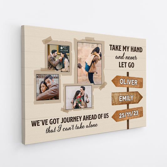 3697CUK2 take my hand and never let go photo canvas customised gifts for couple