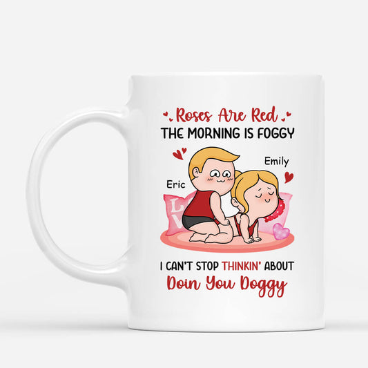 3703MUK1 roses are red the morning is foggy i cant stop thinkin about doin you doggy personalised couple mug