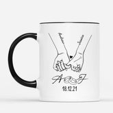 3705MUK2 couple holding hands wedding anniversary initials mug customised mug for couple