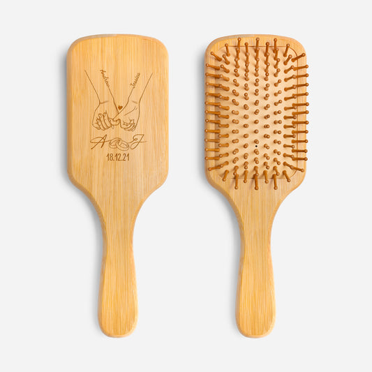 3705QUS1 personalized bamboo hair brush wedding anniversary gifts for couples 3705qsp0g
