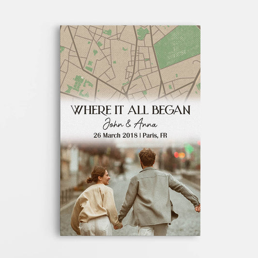 3714CUK1 where it all began map photo canvas personalised anniversary gifts for couple