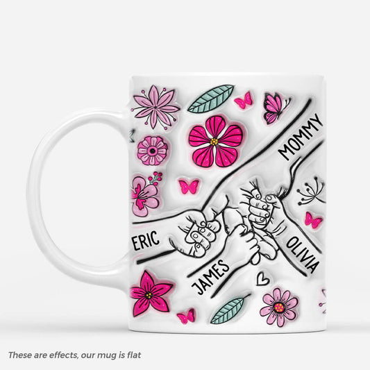 3758mUS1 holding moms hand pink flowers 3d inflated effect mug personalized gifts for mom 3758m3k5a