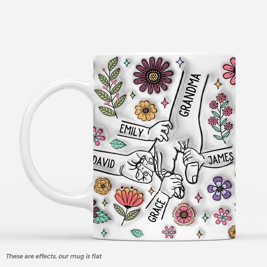 3764MUS1 personalised holding grandmas hand 3D inflated effect mug