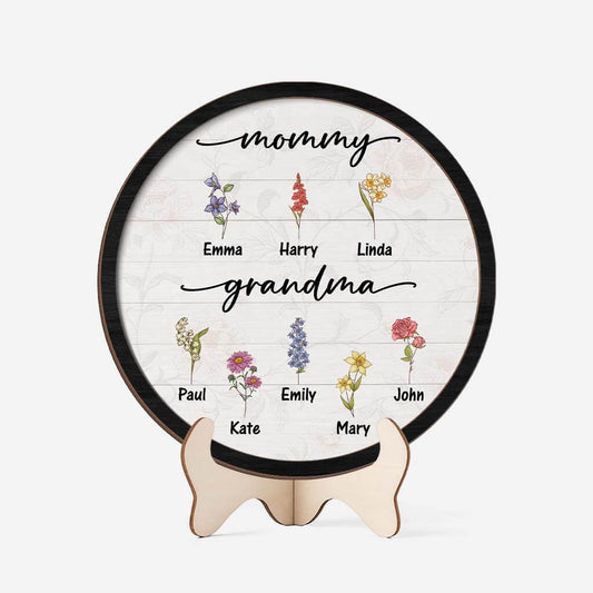3767QUS1 mommy grandma flowers wooden plaque personalized gifts for grandma mum 3767Q5E7B