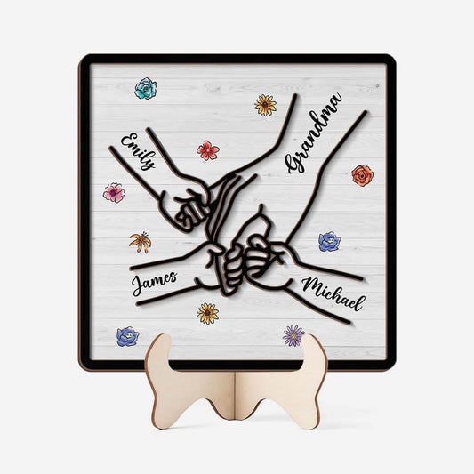 3784QUS1 holding grandmas moms hand flowers wooden plaque personalized gifts for grandma mom 3784Q3E8B
