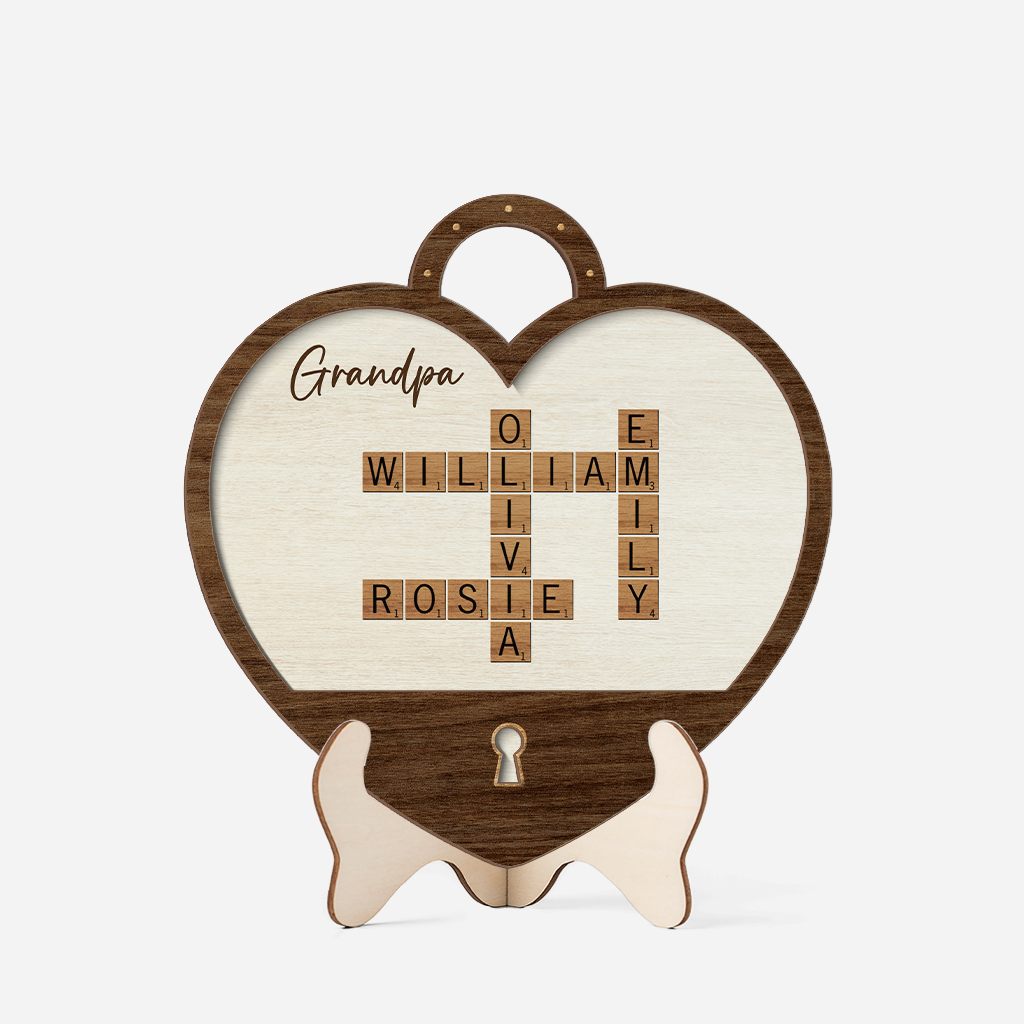 3790QUS1 grandpa dad crossword wooden plaque personalized gift for grandpa dad