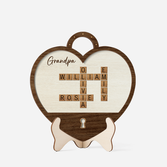 3790QUS1 grandpa dad crossword wooden plaque personalized gift for grandpa dad