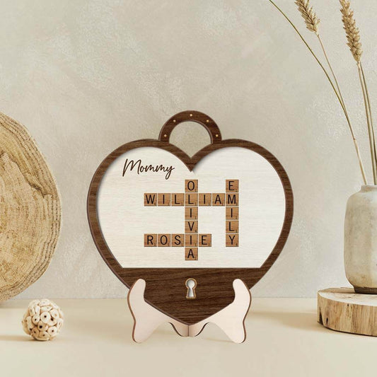 3790QUS2 grandpa dad crossword wooden heart shaped plaque personalized gifts for grandpa dad
