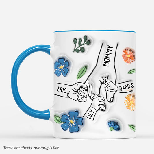3805MUS2 holding grandmas hand 3d inflated effect floral mug personalized grandma gifts 3805M3K5A