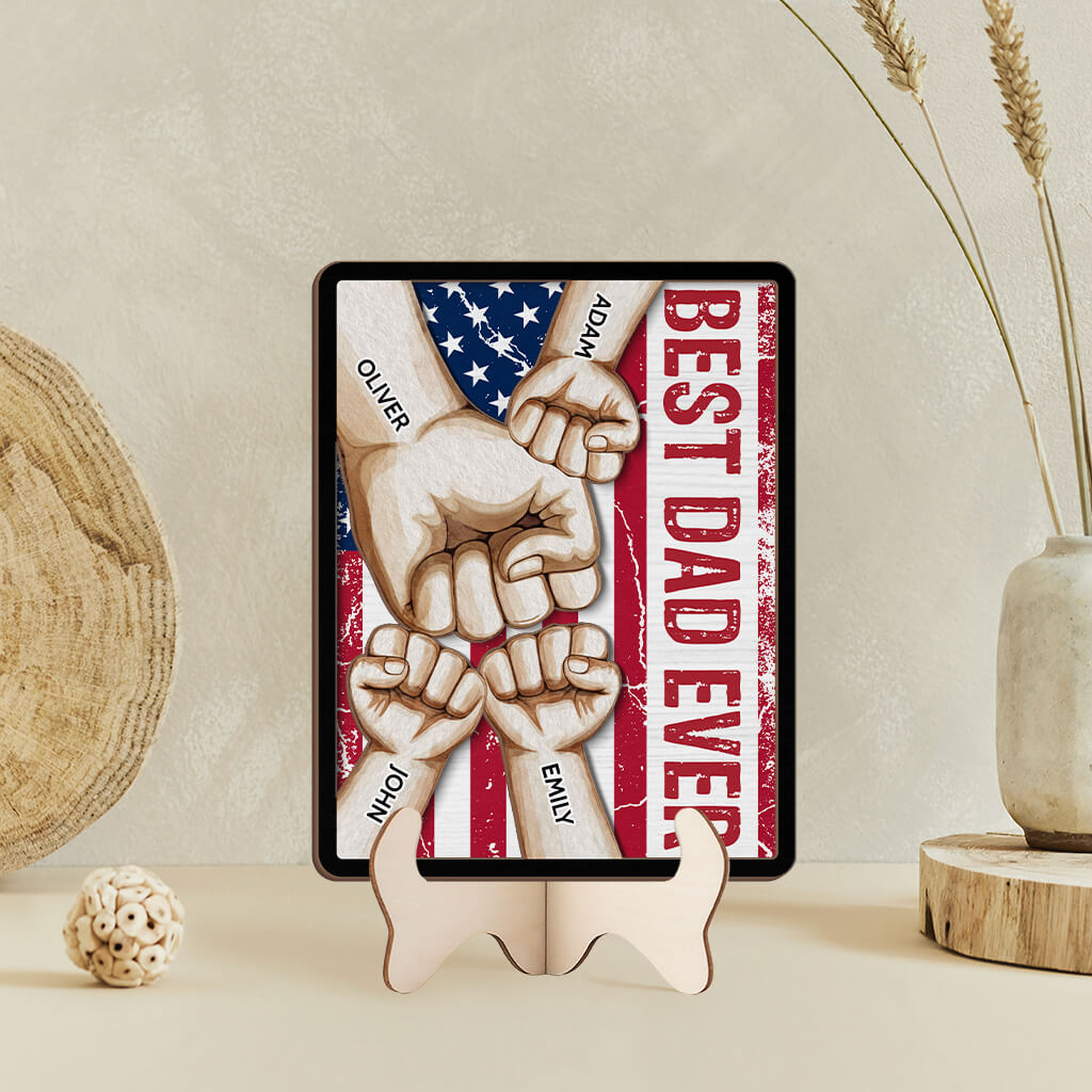 3807QUS2 best dad ever american flag wooden plaque personalized gift for dad 3807Q3H3B
