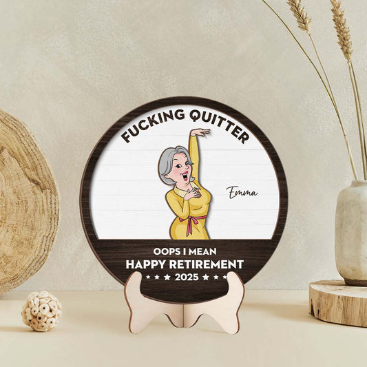3817QUS2 fucking quitter oops i mean happy retirement wooden plaque personalized retirement gifts for him 3817Q5L7A