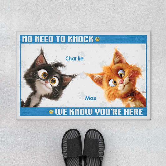 3860DUS1 custom cat gifts_ for humans no need to knock doormat_ 3860D5M5D