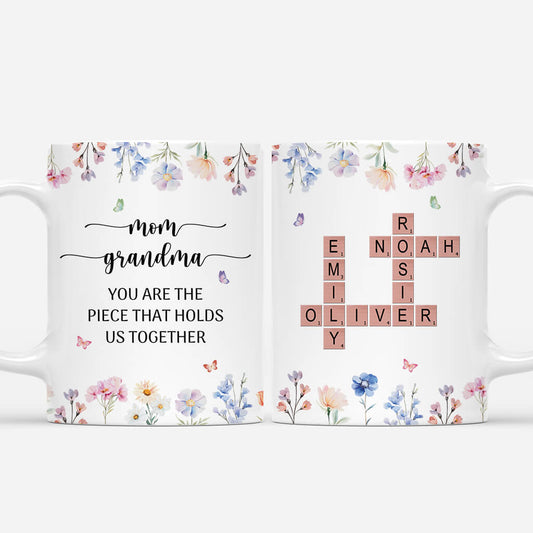 3883MUS1 personalized mom grandma mug mom you are the piece that holds us together 3883M8I5A