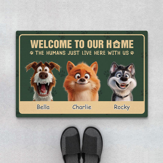 3891DUS1 personalized gifts for dog owners welcome to our home doormat 3891DKH5C