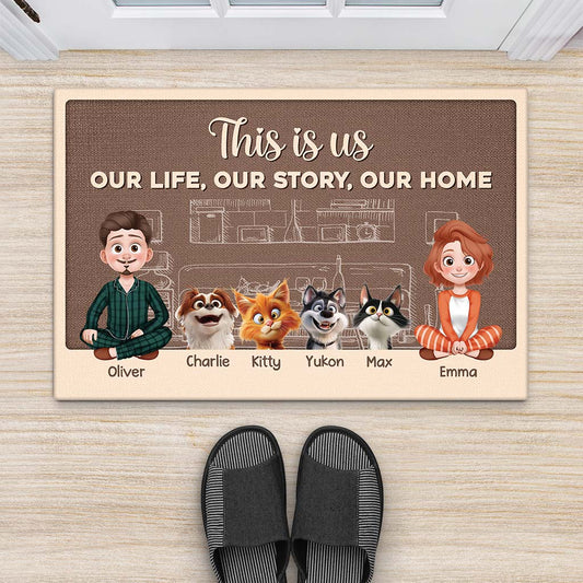 3915DUS2 personalized gifts for pet lovers_ this is us our life our story our home doormat 3915DTM0D