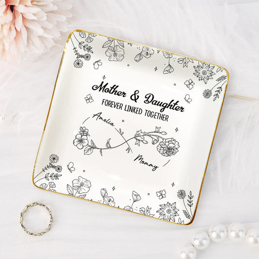 39192US2 personalized jewelry dish mothers and daughters forever linked together_ 391925K3A
