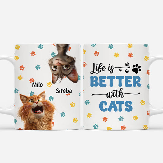 3937MUS1 cat mug personalized life is better with cats mug 3937MTT5C