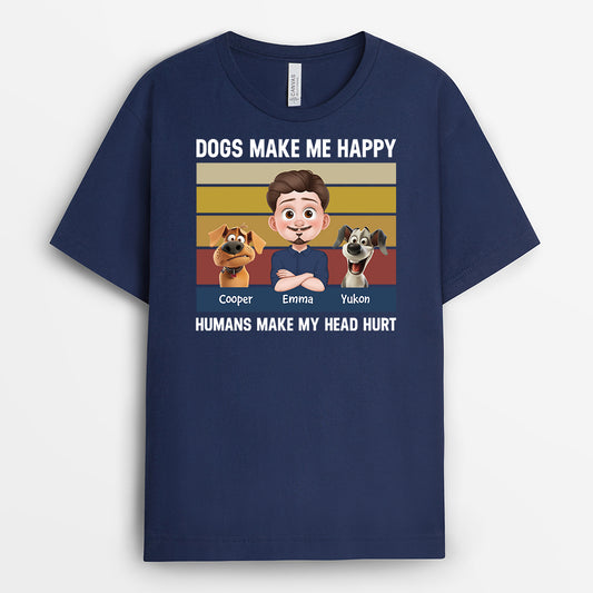 3958AUS2 personalized dog shirts dogs make me happy humans make my head hurt 3958A8L0C