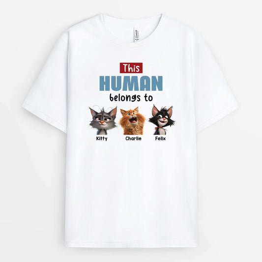 3989AUS1 personalized cat gifts for humans this human belongs to shirt 3989ATH5D