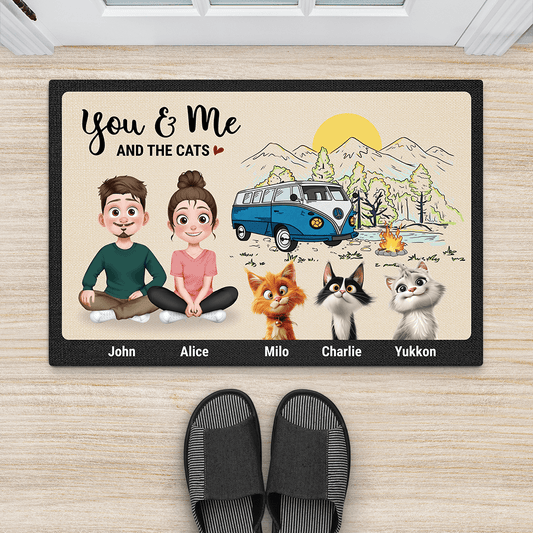 4004DUS2 personalized cat gifts for humans you and me and the cat doormat 4004D9M0D