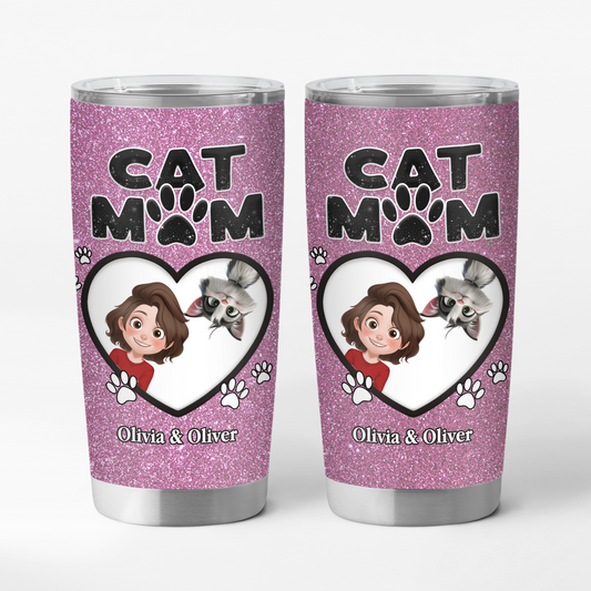 4012TUS1 personalized cat mom gifts pink glitter tumbler_ 20oz 4012TKN0D