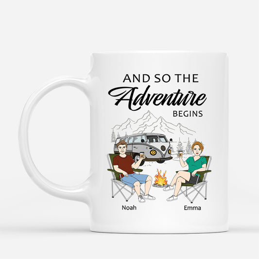 4015MUS1 personalized camping mugs for couples_ and so the adventure begins 4015M8Q8G