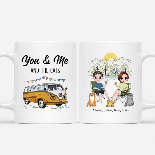 4017MUS1 custom camping mugs for couples_ you me and the cat mug_ 4017M8H0D