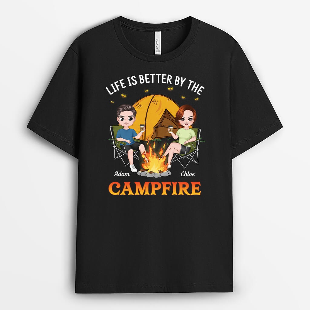 4023AUS1 custom camping gifts for couples_ life is better by the campfire t shirt_ 4023A6H0A
