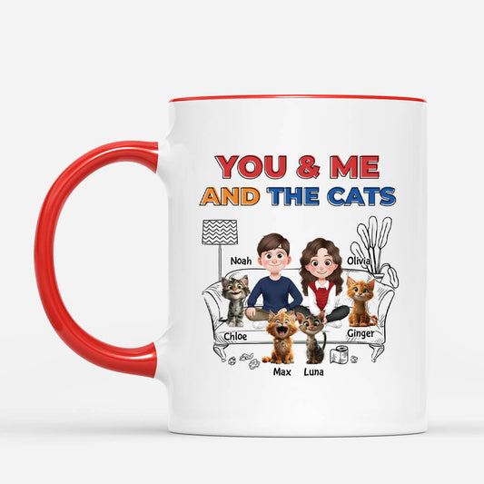 4038MUS2 personalized cat mugs for couples you me and the cats 4038MKH0D