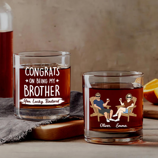 4074IUS1 funny personalized whiskey glass congrats on being my brother 4074I
