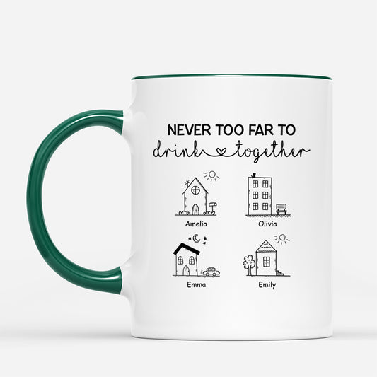 4110MUS2 personalized best friend mugs_ never too far to drink together 4110M5T5F