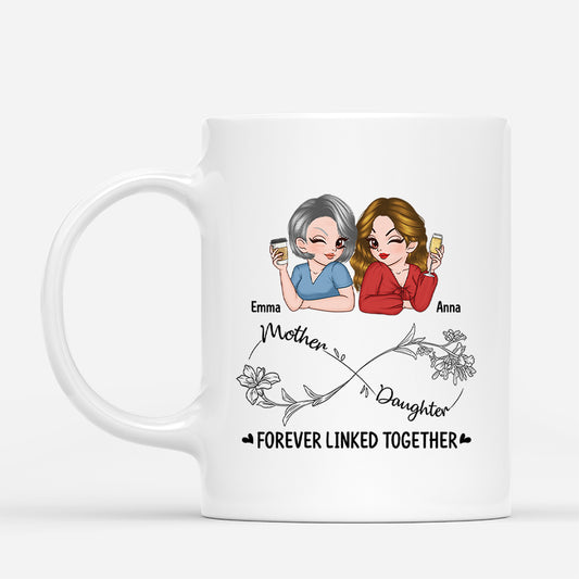 4119MUS1 custom mom gifts mother and daughter forever linked together mug_ 4119M3K0A