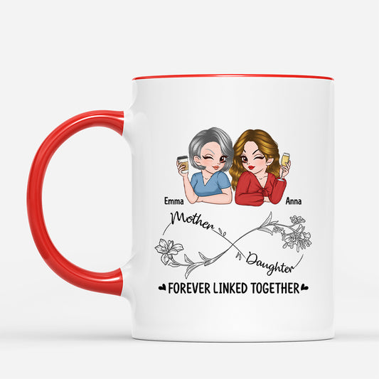4119MUS2 custom mom gifts mother and daughter forever linked together mug_ 4119M3K0A