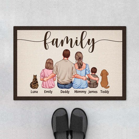 4130DUS1 personalized gifts for family_ with pets family name doormat 4130D6T5I