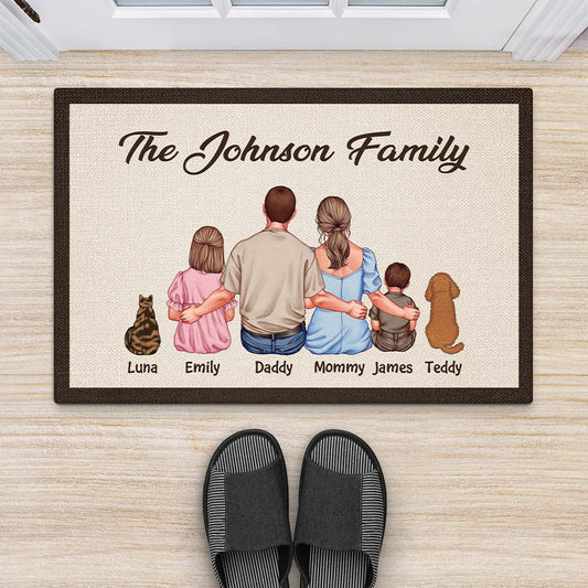 4130DUS2 personalized gifts for family_ with pets family name doormat 4130D6T5I