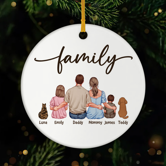 4130OUS1 personalized family ornaments with pets ceramic christmas ornament_s 4130O