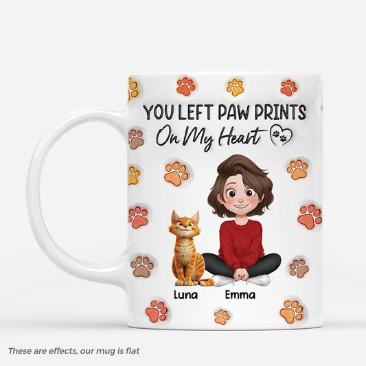 4160MUS1 personalized cat lover gifts you left paw prints on my heart mug 4160M3K0D