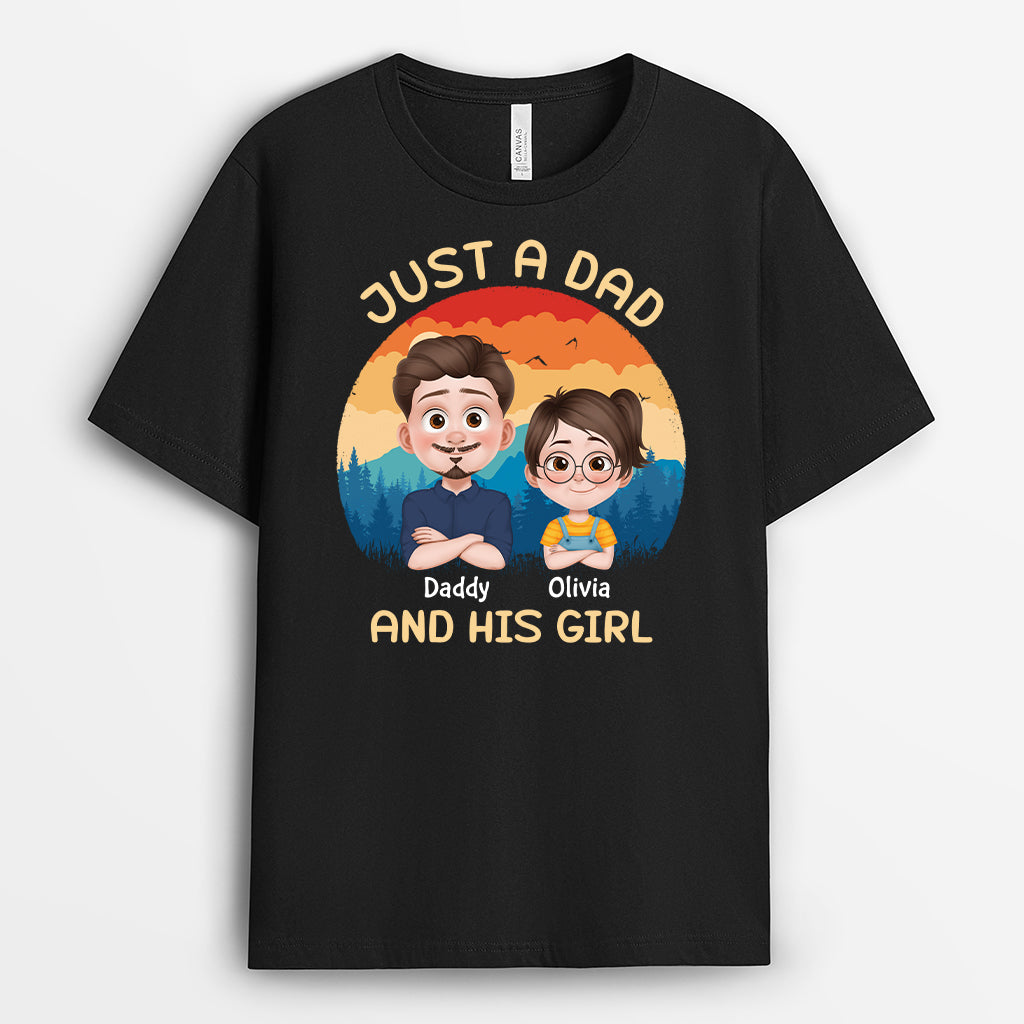 4168AUS1 personalized fathers day gifts_ just a dad and his girl shirt_ 4168A6I0B