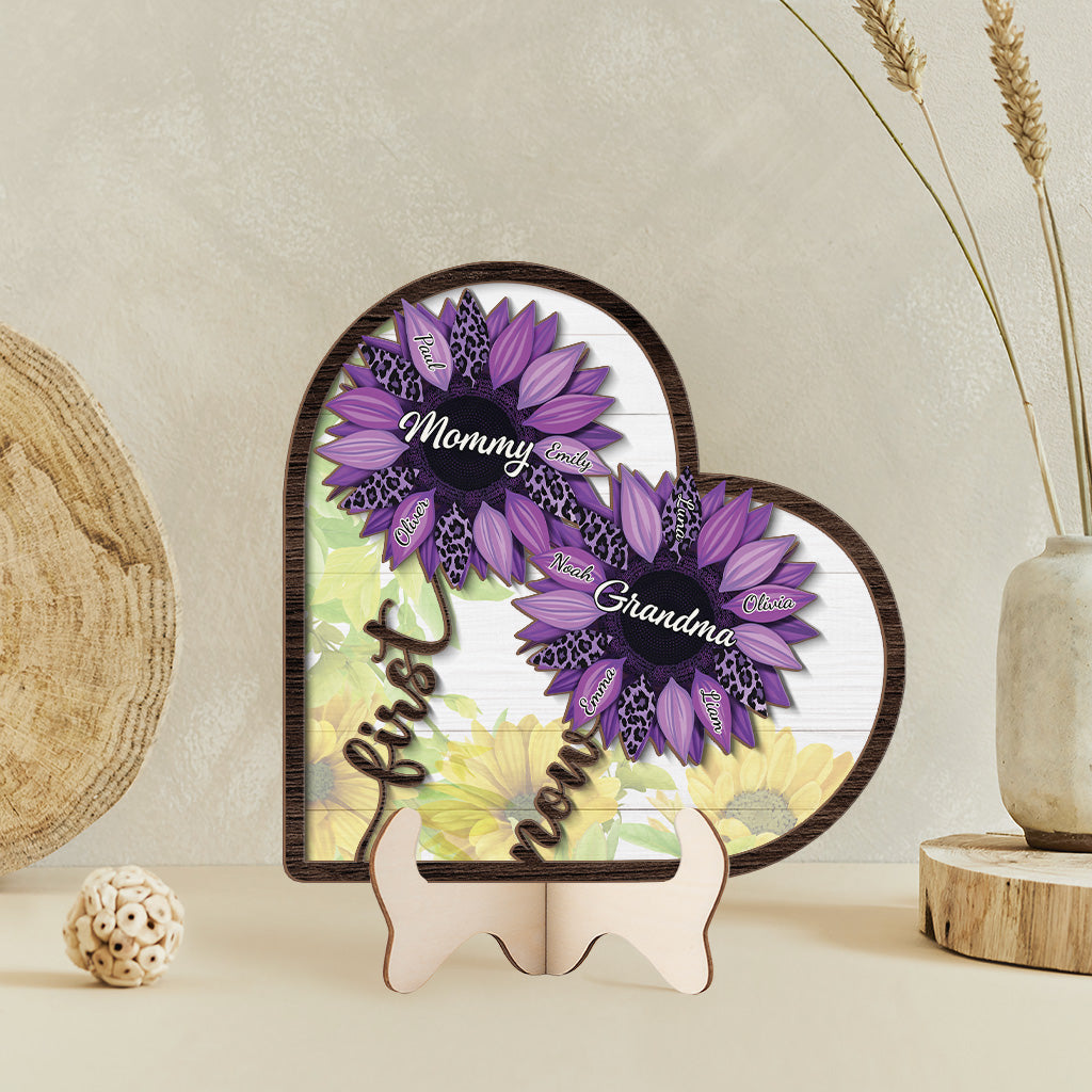 4177QUS2 custom wood plaques sunflower gifts_ first mom now grandma_ 4177QTL8A_e2033387 5d63 4d47 a03f cffdb6a94fbb
