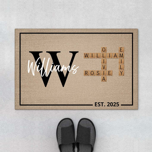 4188DUS1 personalized crossword gift family name doormat 4188D9T5