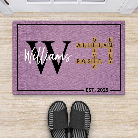 4188DUS2 personalized crossword gift family name doormat 4188D9T5