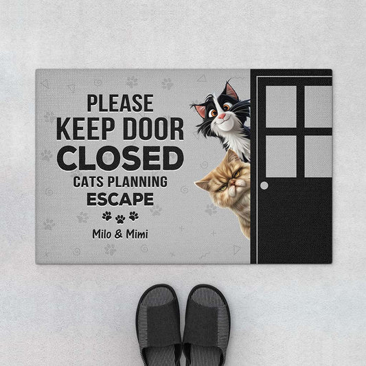 4211DUS1 personalized gifts for cat lover pls keep door closed doormat 4211D5M5D