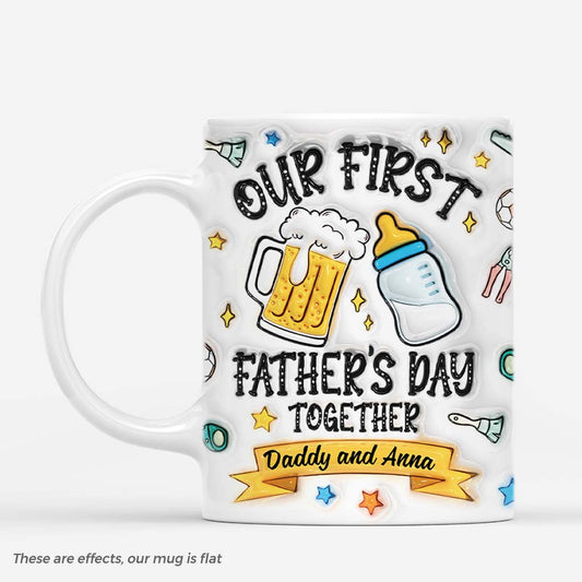 4215MUS1 3d printing effect personalized gifts for new dad first fathers day together mug 4215M3T5B