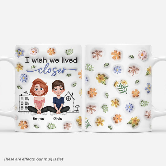 4232MUS1 3d printing effect personalized gifts for mom friends i wish we lived closer mug 4232M