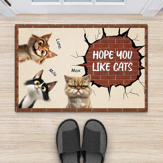 4264DUS2 custom cat doormat funny cat lover gifts we rule the house 4264DTT5D