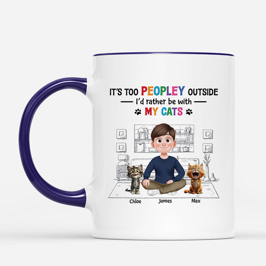 4285MUS2 funny cat mug personalized its too peopley outside_ mug 4285MKK0D